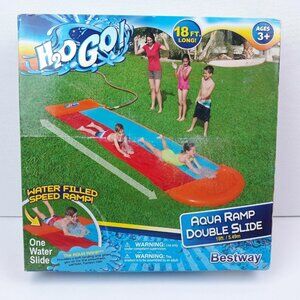 H2O Go 18 Ft. Long Water Slide Double Slide Speed Ramp Slip n Slide Summer Fun